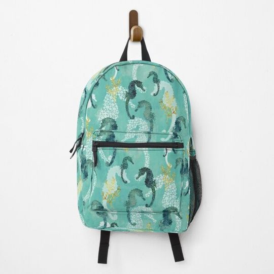Discover Seahorse dots on turquoise Backpack
