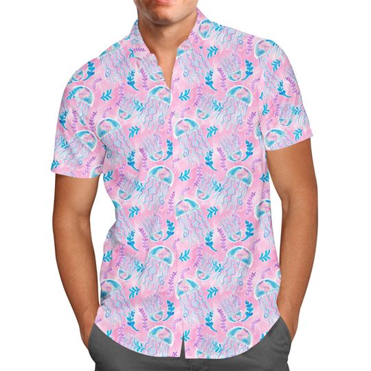 Discover Neon Floral Jellyfish Hawaiian Shirt