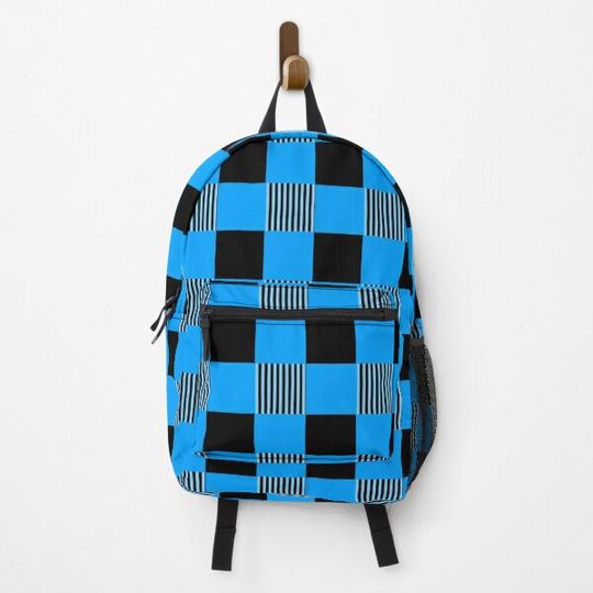 Discover Hard Gingham Blue on Black Backpack