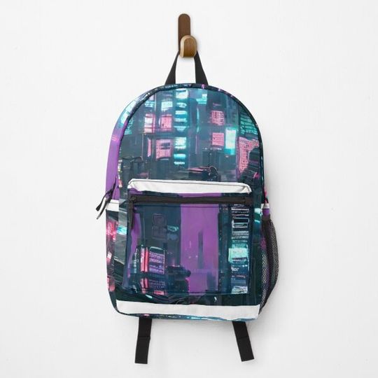 Discover Night in the night city of cyberpunk Backpack