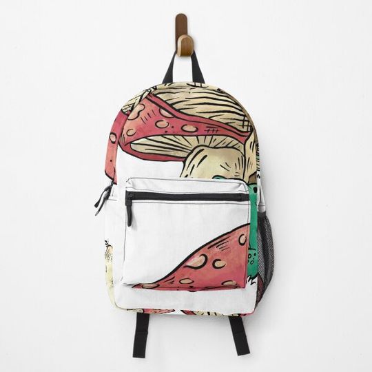 Discover Frog Under a Mushroom House Cottagecore Backpack