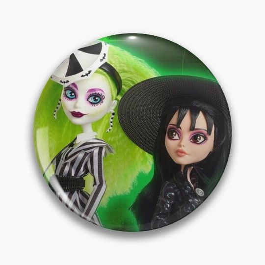 Discover Monster High beetle juice collector dolls Beetle Juice & Lydia Pin Button