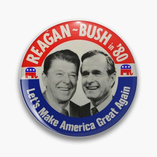 Discover Reagan Bush 1980 Election Campaign Pin Button
