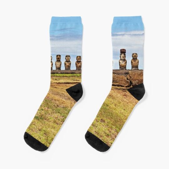 Discover Tongariki Site - Rapa Nui - Easter Island Socks
