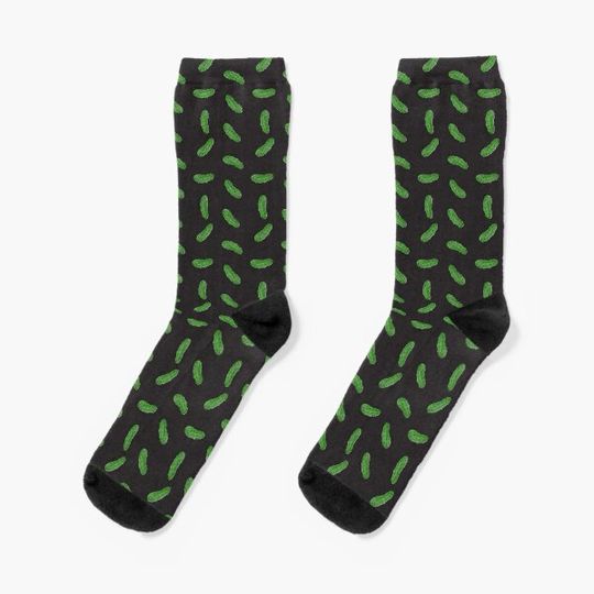 Discover Pickles on Black Background Socks