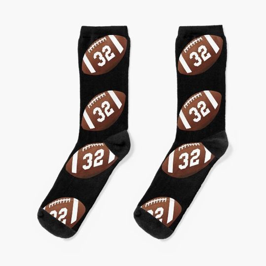 Discover American football ball number 32, thirty two Socks