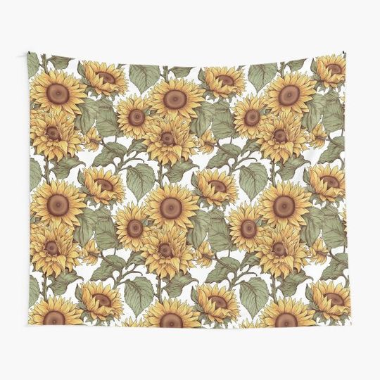 Discover Bright Vintage Sunflower Pattern Tapestry
