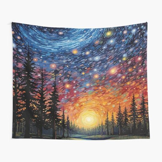 Discover Starry Night Dreamscape: Vibrant Colors and Serene Nature Tapestry