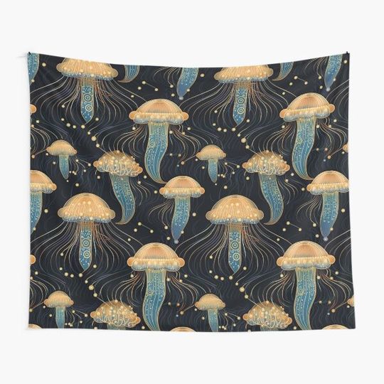 Discover Golden Jellyfish Tapestry