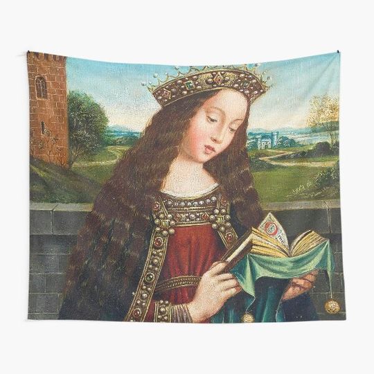 Discover High Resolution Hubart and Jan Van Eyck Saint Barbara Reading Tapestry