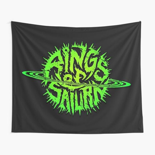 Discover Rings of Saturn Band Logo Tapestry