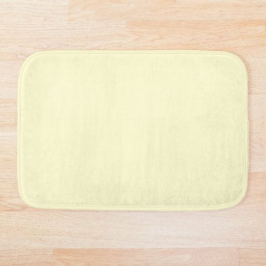 Discover Pastel Lemon Yellow Pale Soft Meringue Yellow Solid Color Bath Mat