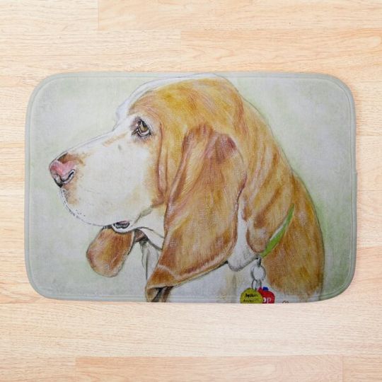Discover Lemon and White Basset Hound Bath Mat
