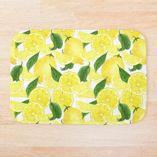 Discover Yellow Lemon and Lemon Slice Bath Mat