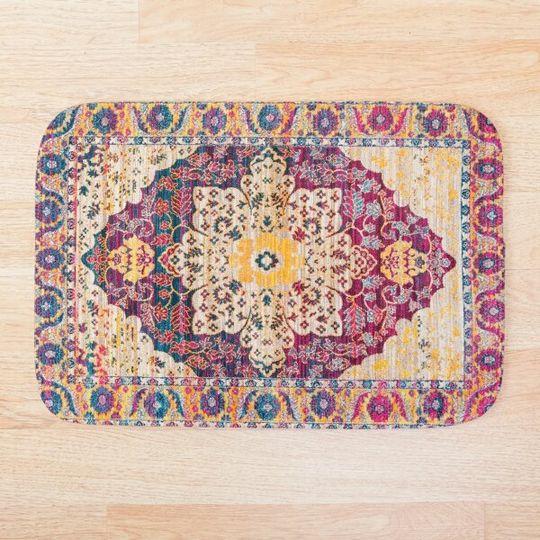 Discover Boho Oriental Traditional Floral Moroccan Style Bath Mat