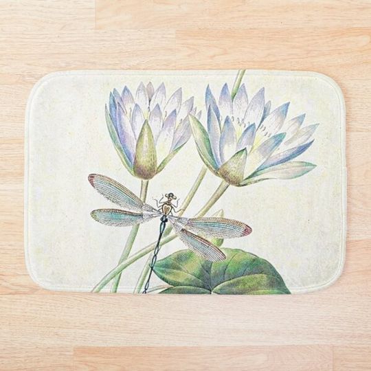 Discover Lotus and dragonfly Bath Mat