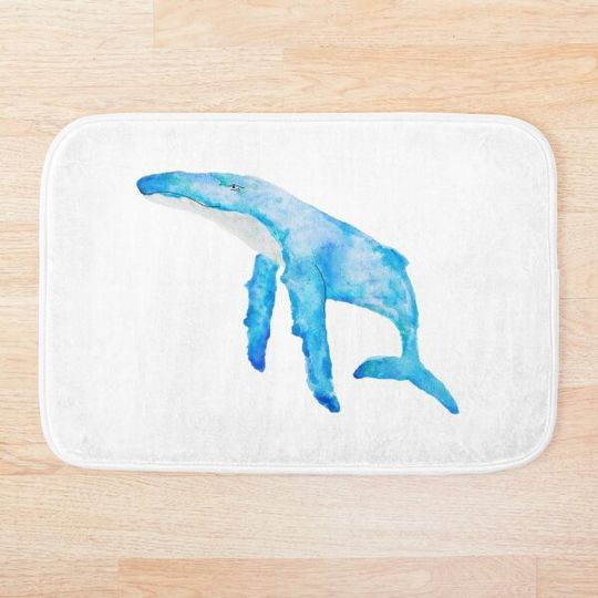 Discover Drifting Watercolour Humpback Whale Bath Mat