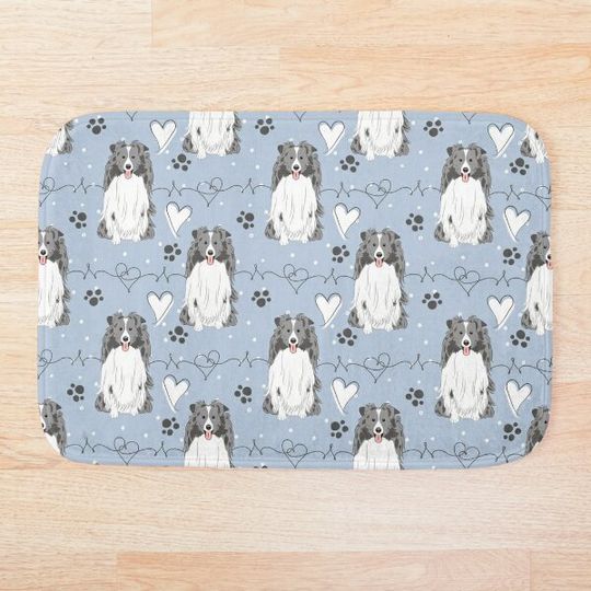 Discover LOVE Blue Sheltie Dog Shetland Sheepdog Bath Mat