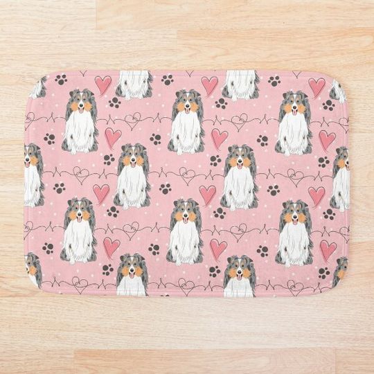 Discover LOVE Blue Merle Sheltie Dog Shetland Sheepdog Bath Mat