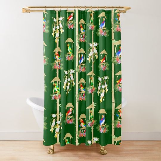 Discover Tiki Room Birds Shower Curtain