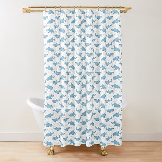 Discover Starry Whale Sharks (Light version) Shower Curtain