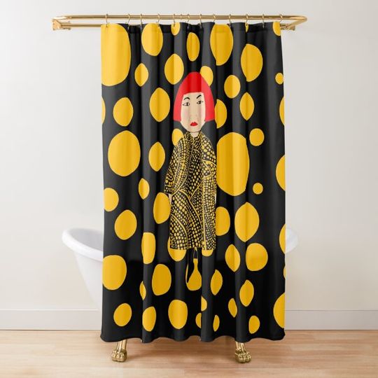 Discover Yellow dots Yayoi Kusama inspired Shower Curtain