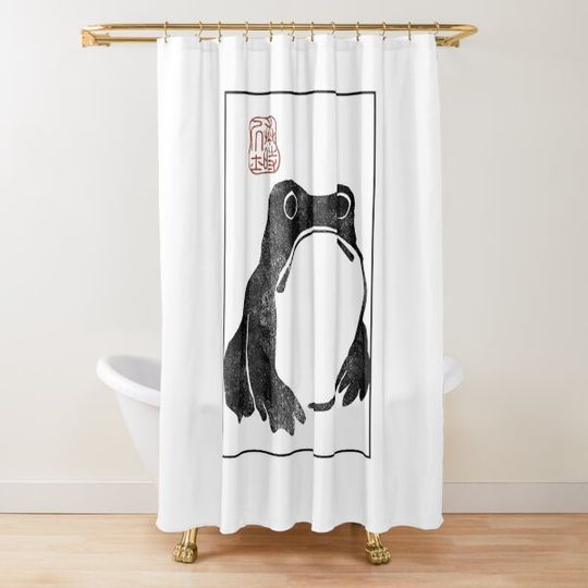 Discover Unimpressed Frog Matsumoto Shower Curtain