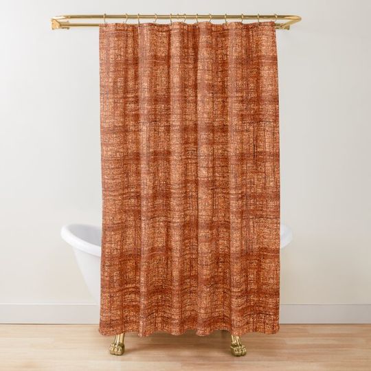 Discover Textured Tweed - Rust Orange Shower Curtain