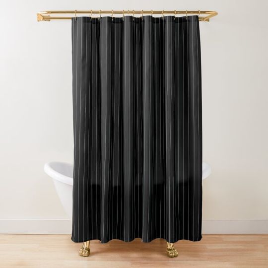 Discover Black and Gray Pinstripes Pattern Shower Curtain