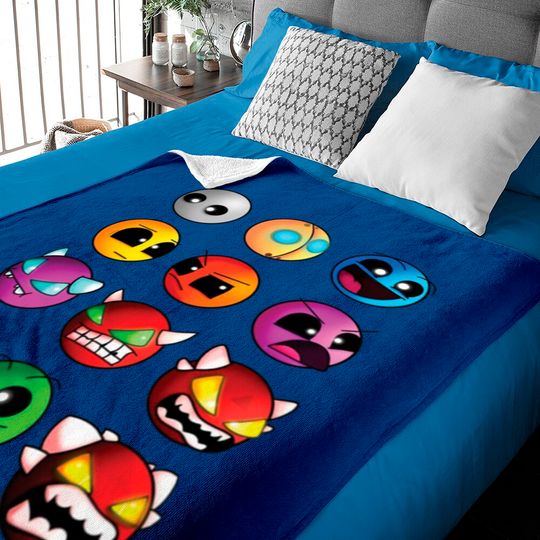 Discover geometry dash difficulty demon faces Baby Blankets