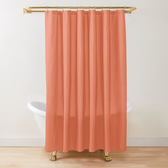Discover Salmon Orange Solid Color Decor Shower Curtain