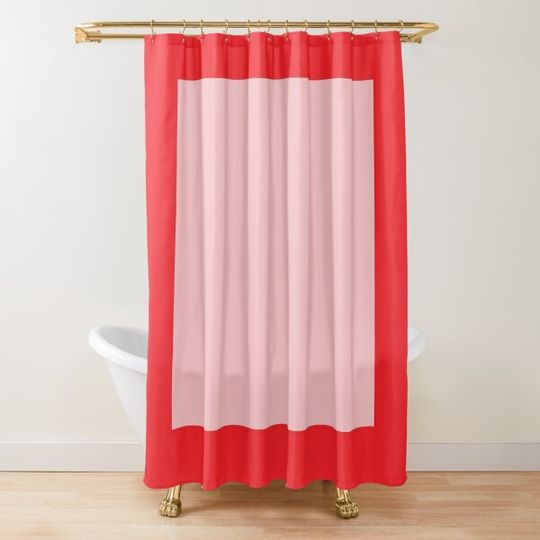 Discover Pink and Red Framed Solid Minimalist Color Block Pattern Shower Curtain