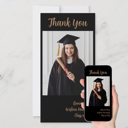 Discover Modern Minimalist Photo Graduation Thank You Card
