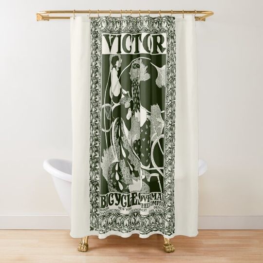Discover WillIam H. Bradley (1868-1962) - Victor Bicycles, 1896 - Art Nouveau Shower Curtain