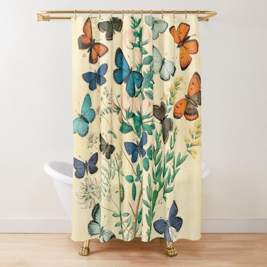Discover Antique Butterfly art Shower Curtain