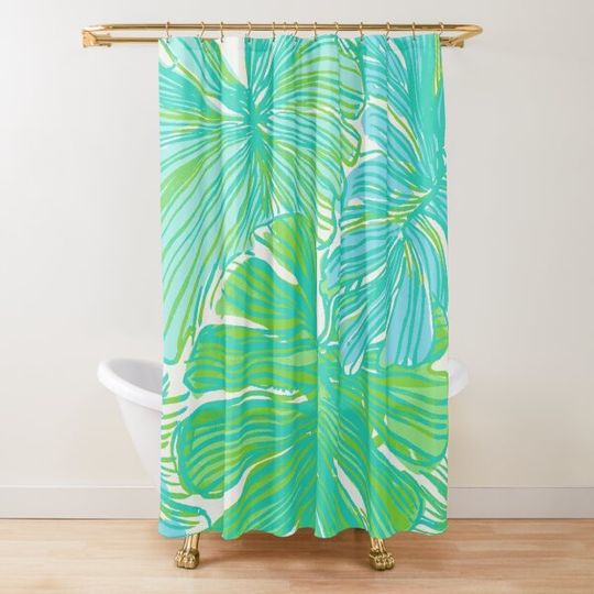 Discover water leaf pattern Shower Curtain