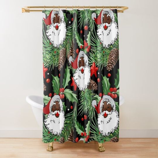 Discover xmas black santa claus Shower Curtain