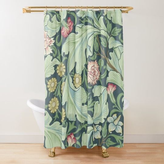 Discover William Morris Green Flowers Shower Curtain