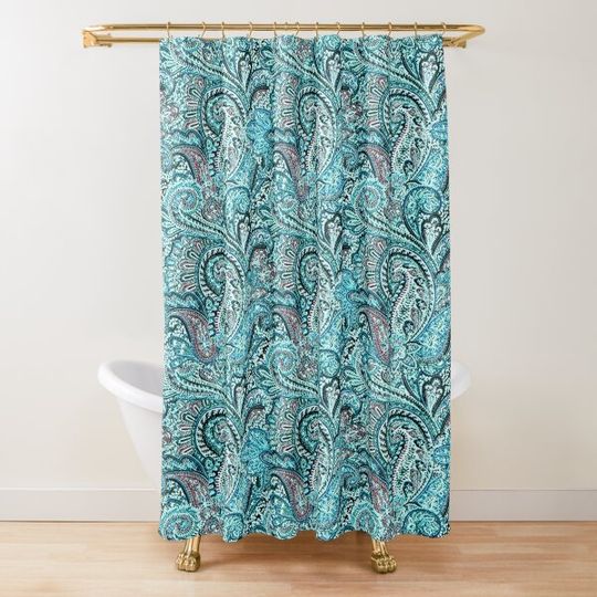 Discover Classic Teal Paisley Shower Curtain
