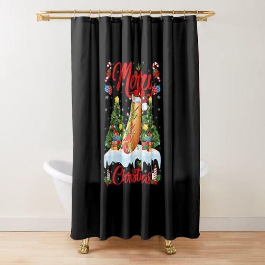 Discover Xmas Lighting Santa Dogs Christmas Shower Curtain