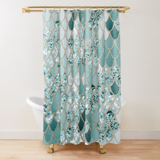 Discover Mermaid Glitter Scales #3 (Faux Glitter) #shiny #decor #art Shower Curtain