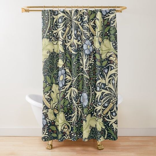 Discover William Morris Seaweed Pattern Shower Curtain
