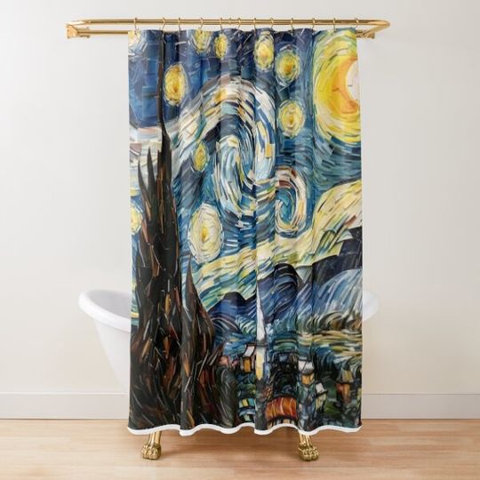 Discover Starry Night Painting Shower Curtain
