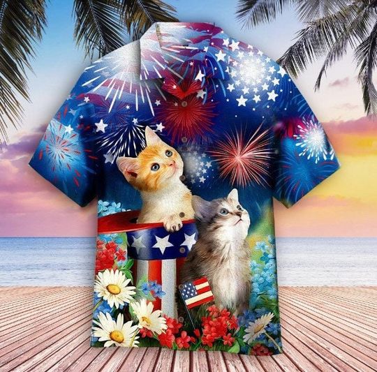 Discover Independence Day Hawaiian Shirt, Cat Love Shirt