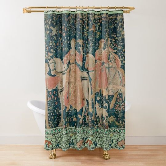Discover Medieval Tapestry - the Hawk Hunt Shower Curtain