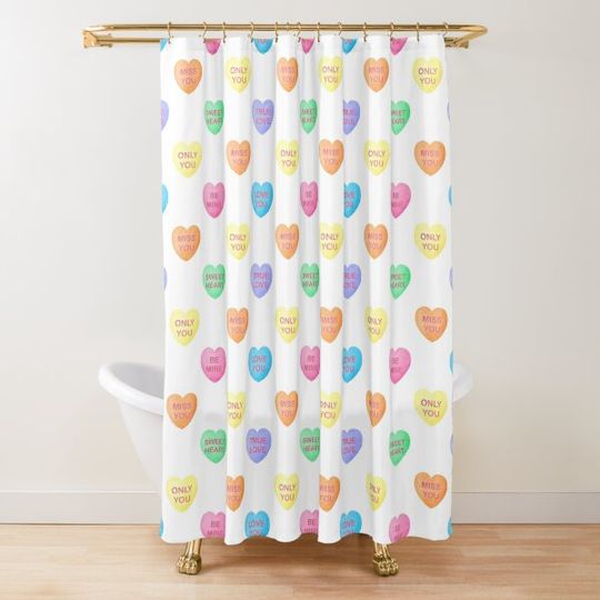 Discover Candy Love Hearts Design | White Version Shower Curtain