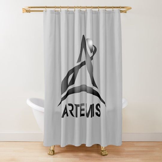 Discover Artemis program logo - black and white Shower Curtain