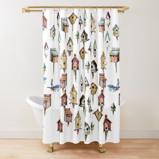 Discover Just Birdhouses Shower Curtain