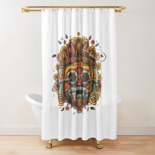 Discover Tlaloc the  Aztec Rain God Shower Curtain