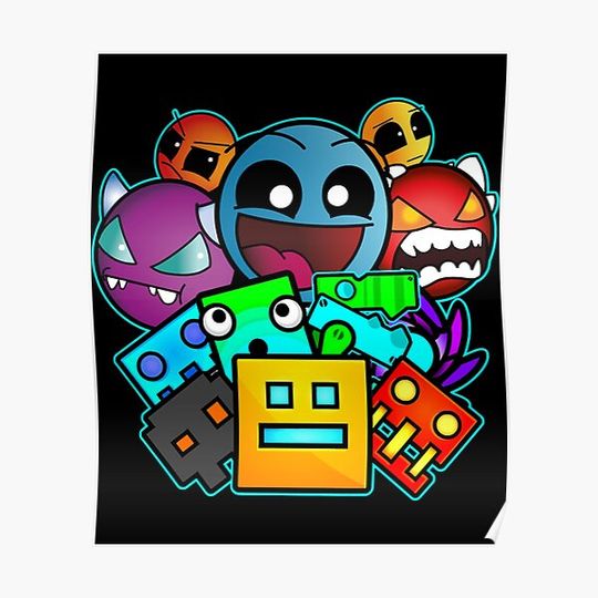 Discover geometry dash old school gaming Premium Matte Vertical Poster